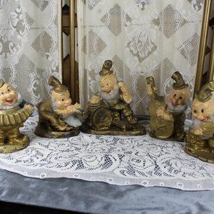Set of Five  Darling Vintage Musical Leprechaun Statures -Made In Italy